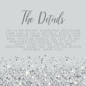 Silver Glitter Bridal Shower Invitations Set | Invitation | Thank You Card | Enclosure Card | Recipe Card | Printable | Instant Download design preview