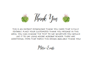 Cactus Themed Bridal Shower Invitations Set, Succulent Invitation, Thank You Card, Enclosure Card, Recipe Card, Printable Invitation, Invite design preview