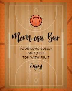 BabyBasketballMomosaBar8x10: Momosa Bar Sign, Basketball Themed, Corjl Template, Sports Themed, Editable Sign, Instant Download, Printable Sign, Baby Shower Mimosa Bar