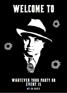 BLack and White Mobster Themed Welcome Signs, Gangster Party Welcome Sign, Printable Signs, Instant Download, Corjl Template, Mob Party sign design preview
