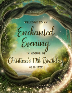 EnchantedWelcomeSign8x11: Editable Enchanted Evening Invitations Bundle, Enchanted Themed Invitation Kit, Enchanted Birthday Invitation Set, Enchanted Forest, Corjl