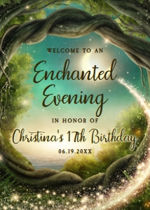 Enchanted Forest Welcome Sign, Enchanted Welcome Signs, Printable Party Sign, Instant Download, Corjl Template, Magical Themed Party signs design preview