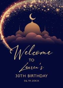 Arabian Night Welcome Sign, Navy Welcome Signs, Printable Party Signs, Instant Download, Corjl Template, Arabian Night Themed Party signs design preview