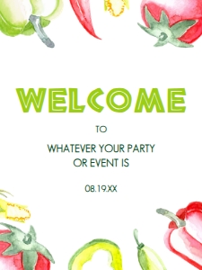 Fiesta Themed Welcome Signs, Taco Party Signs, Printable Signs, Instant Download, Mexican Themed Sign, Corjl Template, Peppers Fiesta Signs design preview