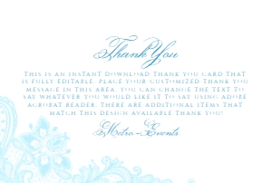 Blue and White Thank You Card, Blue Lace Thank You Card, Blue Lace Thank You Card, Instant Download, Editable Thank You Card, Corjl Template design preview