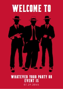 RedMobsterWelcome5x7: Mobster Themed Welcome Signs, Gangster Party Welcome Sign, Printable Signs, Instant Download, Corjl Template, Mob Party signs, Adult Party