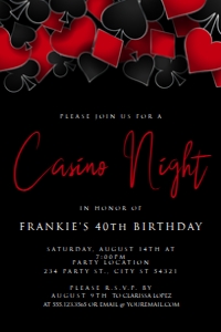 CasinoNightRedInvite4x6: Casino Night Invitation Set, Casino Invitation, Las Vegas Party Bundle, Editable Invitation Bundle, Casino Party Decor, Poker Night Invites