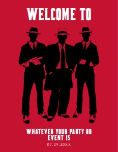RedMobsterWelcome8x11: Mobster Themed Welcome Signs, Gangster Party Welcome Sign, Printable Signs, Instant Download, Corjl Template, Mob Party signs, Adult Party
