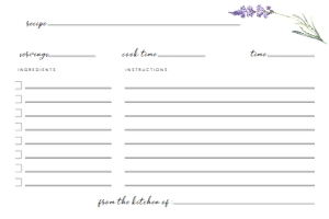 LavenderBridalRecCard: Lavender Floral Bridal Shower Invitation Set, Lavender Invitation, Purple Floral Thank You Card, Enclosure Card, Recipe Card, Corjl Template