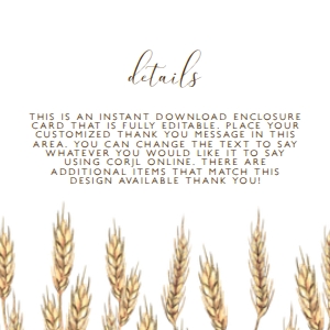 Country Bridal Invitation Set, Printable Invitation Kit, Rustic Invite Bundle, Editable Corjl Template Invite Bundle, Country Wheat Wedding design preview