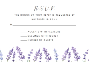 LavenderBridalRSVPCard: Lavender rsvp card, Floral RSVP Card, RSVP Card Template, RSVP Postcard, Instant Download, Corjl Template, Enclosure Card, Purple rsvp card