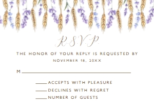 Lavender and Wheat rsvp card, Lavender Floral RSVP Card, RSVP Card Template, RSVP Postcard, Instant Download, Corjl Template, Enclosure Card design preview