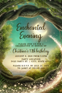 EnchantedEveningInvite4x6: Editable Enchanted Evening Invitations Bundle, Enchanted Themed Invitation Kit, Enchanted Birthday Invitation Set, Enchanted Forest, Corjl