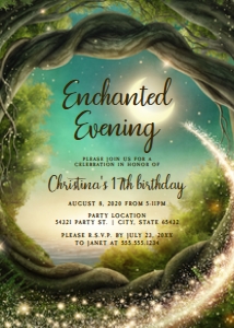 Enchanted Evening Invitations, Enchanted Themed Party, Magical Birthday, Corjl Invitations, Printable Invitation, Enchanted Invite, Download design preview