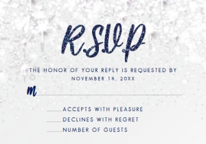 Silver and Blue RSVP card, Glitter rsvp Card, rsvp Card Template, Instant Download, Corjl Template, Blue Enclosure Card, Printable RSVP Card design preview