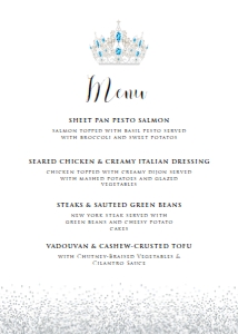 Blue and Silver Glitter Menu, Glitter Dinner Menu, Food Menu, Dinner Menu, Editable Dinner Menu, Instant Download, Printable Menu, Corjl design preview