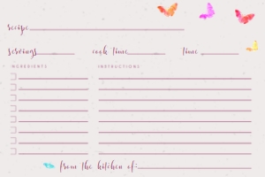 ButterflyWineRecCard: Wine Tasting Recipe Card, Butterfly Recipe Cards, Corjl Template, Instant Download, Printable Recipe Card, Custom Recipe Card, Editable rsvp