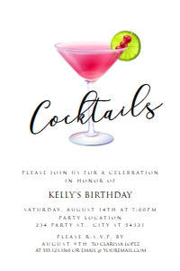 Cocktail Party Invitations, Housewarming Party Invitation, Martini Glass Invitation, Cosmo Party Invitation, Printable Invitations, Download design preview
