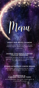 Galaxy Dinner Menu, Starry Menu, Food Menu, Space Themed Menu, Instant Download, Printable Menu, Corjl Template, Under the Stars, Night Sky design preview