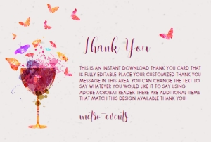 ButterflywineThankYou: Wine Thank You Cards, Butterfly Thank You Card, Wine Thank you card, Printable Thank You Card, Corjl Template, Butterfly Theme, Wine Tasting