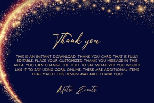 Dark Violet Thank You Card, Arabian Night Thank You Notes, Printable Thank You Card, Custom Thank You Card, Corjl Template, Instant Download design preview
