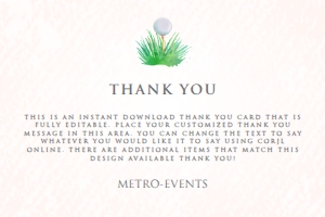 Golf Thank You Card, Golfing Thank You Card, Golf Themed Thank You Card, Printable Thank You Card, Corjl Template, Custom Thank You Cards design preview