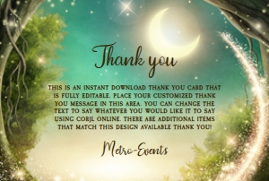 Enchanted Forest Thank You Card, Enchanted Thank You Note, Printable Thank You Card, Custom Thank You Card, Corjl Template, Instant Download design preview