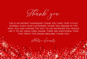 Red Glitter Thank You Card, Glitter Thank You Card, Red Thank You Card, Glitter Thank You Card, Corjl Template, Customizable Thank You Card design preview