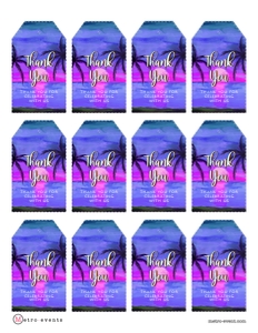 Beach Favor Tag, Sunset Gift Tag, Editable Gift Labels, Printable Favor Tag, Blue Sunset Tag, Corjl Template, Tropical Themed Tags, Download design preview