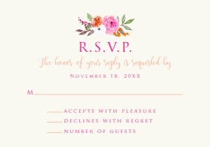 Hot Pink and Orange RSVP Card, RSVP Card Template, Floral Postcard, Instant Download, Corjl Template, Enclosure Card, Pink Floral rsvp card design preview