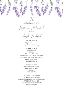 Country Lavender Wedding Program, Floral Wedding Program, Editable Program, Instant Download, Printable Wedding Program, Corjl Template design preview