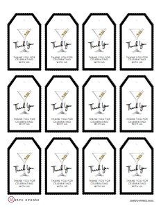RetroCocktailTag: Black Retro Cocktail Favor Tag, Gift Tag, Favor Tag, Printable Thank You Tag, Retro Gift Tag, Favor Tags, Corjl Template, Cocktail Party Tag