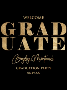 BlackGoldGradWelcome18x24: Black and Gold Welcome Sign, Graduation Party Sign, Graduate Sign, Printable Sign, Instant Download, School Graduation Sign, Corjl Template