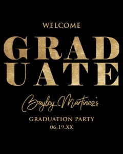 BlackGoldGradWelcome16x20: Black and Gold Welcome Sign, Graduation Party Sign, Graduate Sign, Printable Sign, Instant Download, School Graduation Sign, Corjl Template