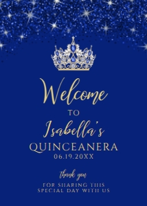 Gold and Blue Glitter Welcome Signs, Editable Party Sign, Instant Download, Gold Glitter Welcome Signs, Printable Party Sign, Corjl Template design preview