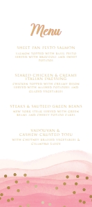 Blush and Gold Food Menu, Custom Menu, Purple Menu, Dinner Menu, Editable Dinner Menu, Instant Download, Printable Menus, Corjl Template design preview