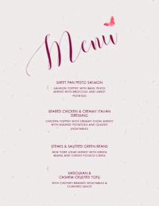 Wine Tasting Dinner Menu, Dinner Party Menu, Food Menu, Butterfly Menu, Editable Menu, Instant Download, Printable Menu, Corjl Template design preview