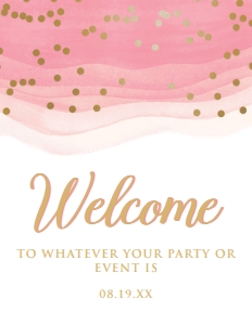 GoldPinkGradWelcome8x11: Blush and Gold Welcome Signs, Pink and Gold Welcome Signs, Printable Party Signs, Instant Download, Custom Welcome Signs, Corjl Template
