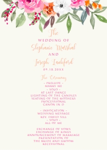 Bright Floral Wedding Program, Pink Floral Wedding Program, Editable Program, Instant Download, Printable Wedding Program, Corjl Template design preview