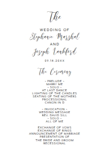 Black and White Wedding Program, Modern Wedding Program, Editable Programs, Instant Download, Printable Wedding Programs, Corjl Template design preview