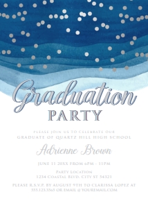 SilverBlueGrad5x7: Blue and Silver Graduation Invitations, Graduation Party Invitations, College Graduate, High School Graduate, Announcements, Corjl Template
