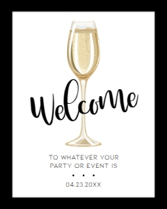 ModChampWelcome16x20: Champagne Welcome Signs, Black and White Sign, Printable Welcome Sign, Instant Download, Brunch and Bubbly, Welcome Sign, Corjl Template