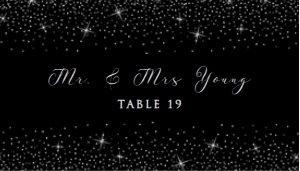 Silver and Black Table Placement Cards, Silver Escort Cards, Place Card Template, Wedding Table Card, Name Card, Place Cards, Corjl Template design preview
