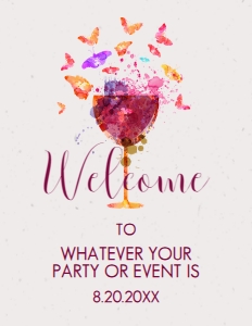 Wine Tasting Signs, Butterfly Welcome Sign, Wine Signs, Editable Menu Sign, Printable Sign, Instant Download, Corjl Template, Welcome Signs design preview