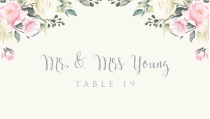 Pink and White Floral Table Placement Cards, Escort Cards, Place Card Template, Wedding Table Card, Name Card, Place Cards, Corjl Template design preview