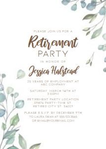 RetirementGreenBrown5x7: Retirement Party Invitations, Greenery Retirement Party Invite, Surprise Retirement Invitations, Printable Invitations, Printable Invites