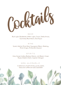 Green Botanical Drink Sign, Foliage Bar Menu Template, Greenery Drink Menu Signs, Green Bar Menu Sign, Printable Bar Sign, Instant Download design preview