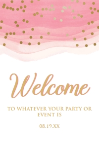 GoldPinkGradWelcome24x36: Blush and Gold Welcome Signs, Pink and Gold Welcome Signs, Printable Party Signs, Instant Download, Custom Welcome Signs, Corjl Template