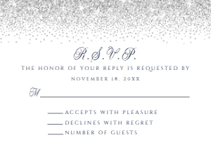 Silver and Navy RSVP card, Princess rsvp Card, rsvp Card Template, Instant Download, Corjl Template, Enclosure Card, Printable RSVP Cards design preview