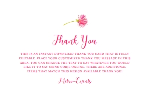 Pink Floral Thank You Cards, Custom Thank You Card, Book Club Thank you Card, Editable Thank You Card, Printable Thank You, Corjl Template design preview